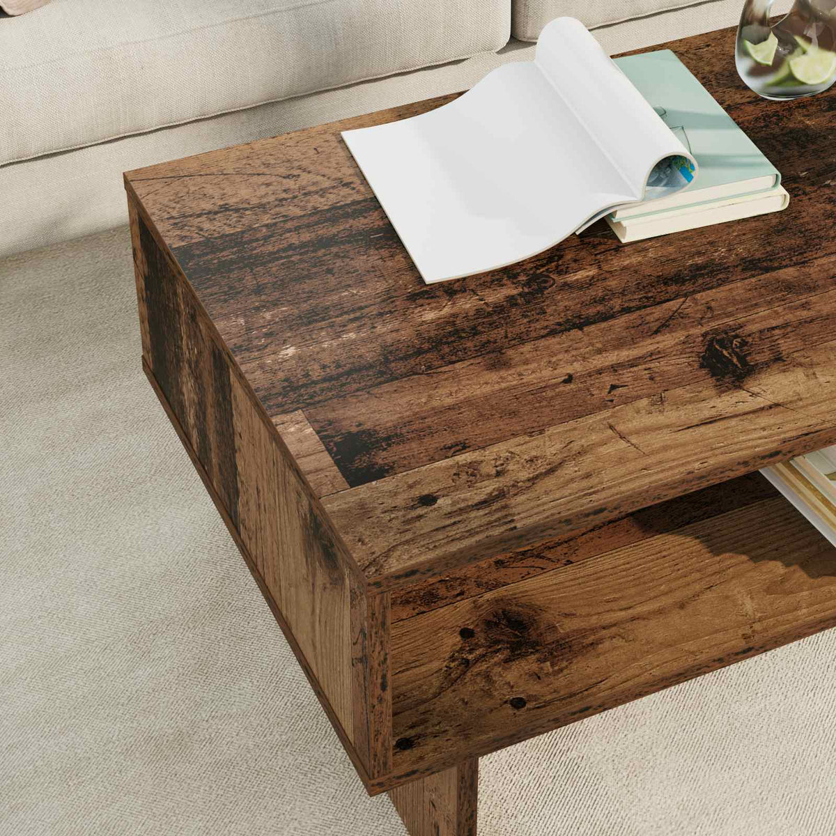Couchtisch Altholz 80 x 46 x 35 cm Holzwerkstoff