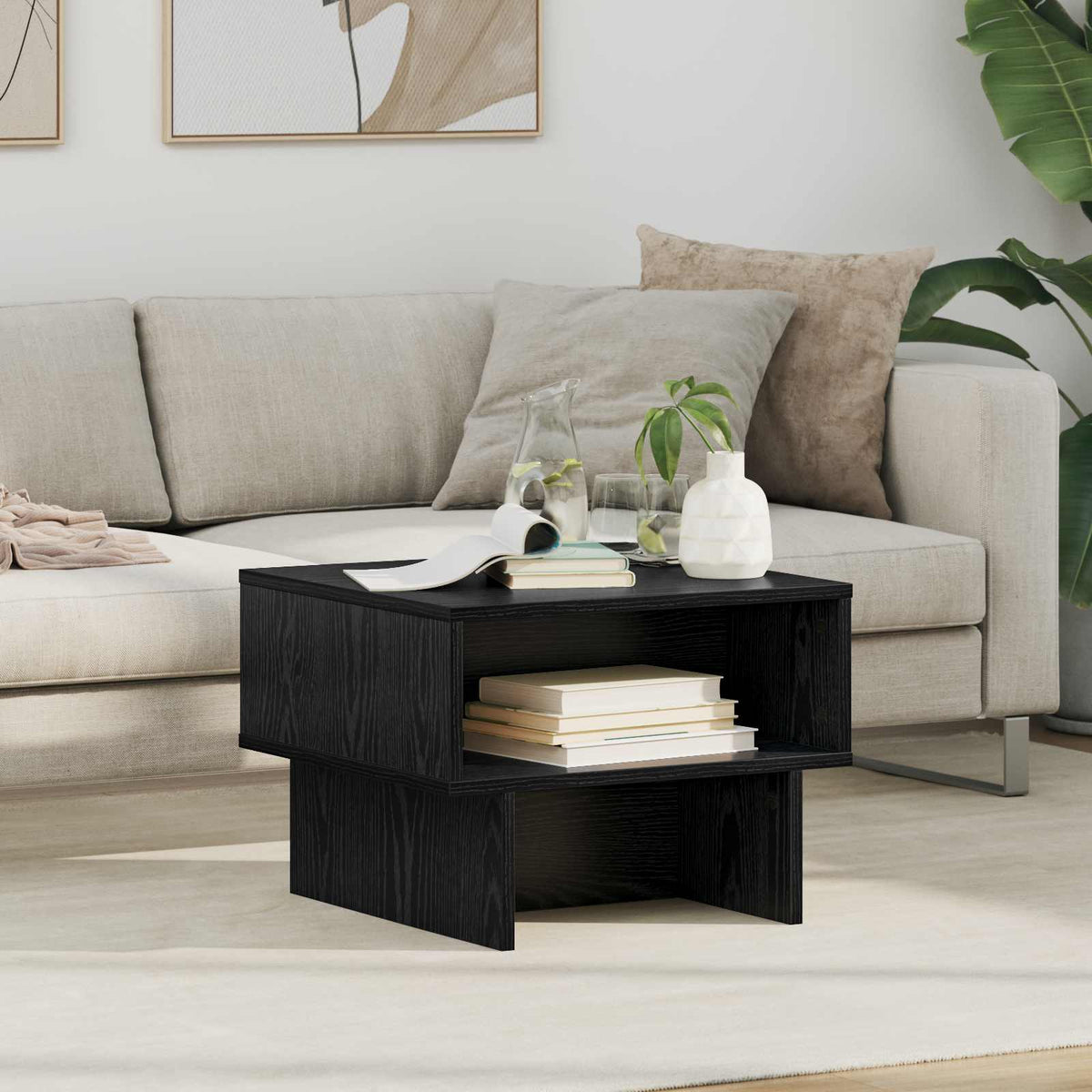 Couchtisch Schwarz Eichen-Optik 48 x 46 x 35 cm Holzwerkstoff