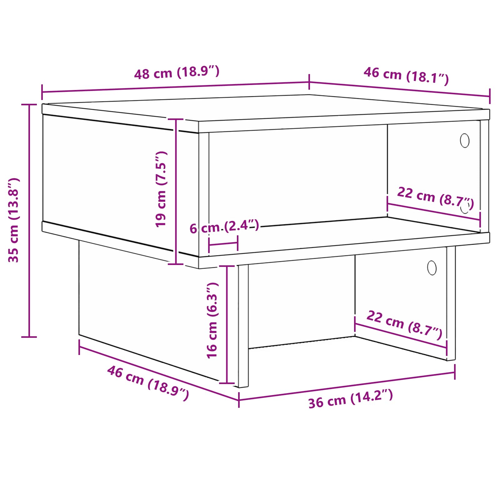 Couchtisch Altholz 48 x 46 x 35 cm Holzwerkstoff