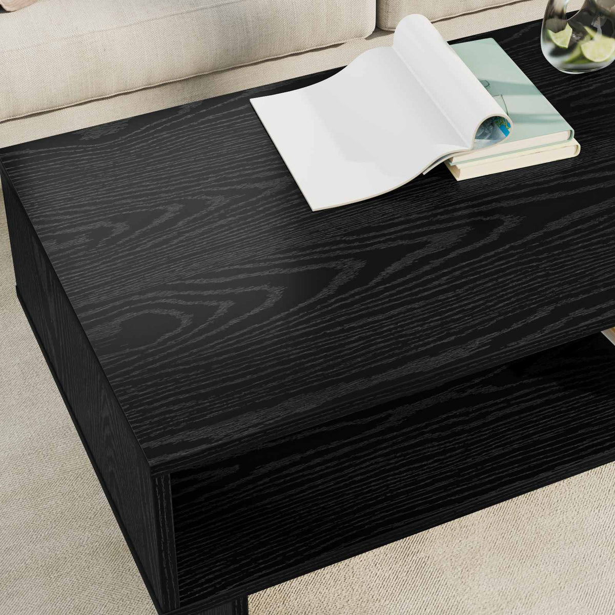 Couchtisch Schwarz Eichen-Optik 100 x 46 x 35 cm Holzwerkstoff