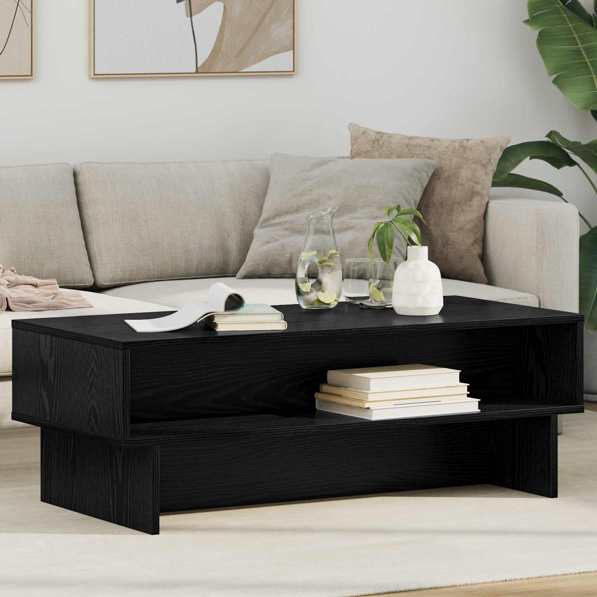 Couchtisch Schwarz Eichen-Optik 100 x 46 x 35 cm Holzwerkstoff