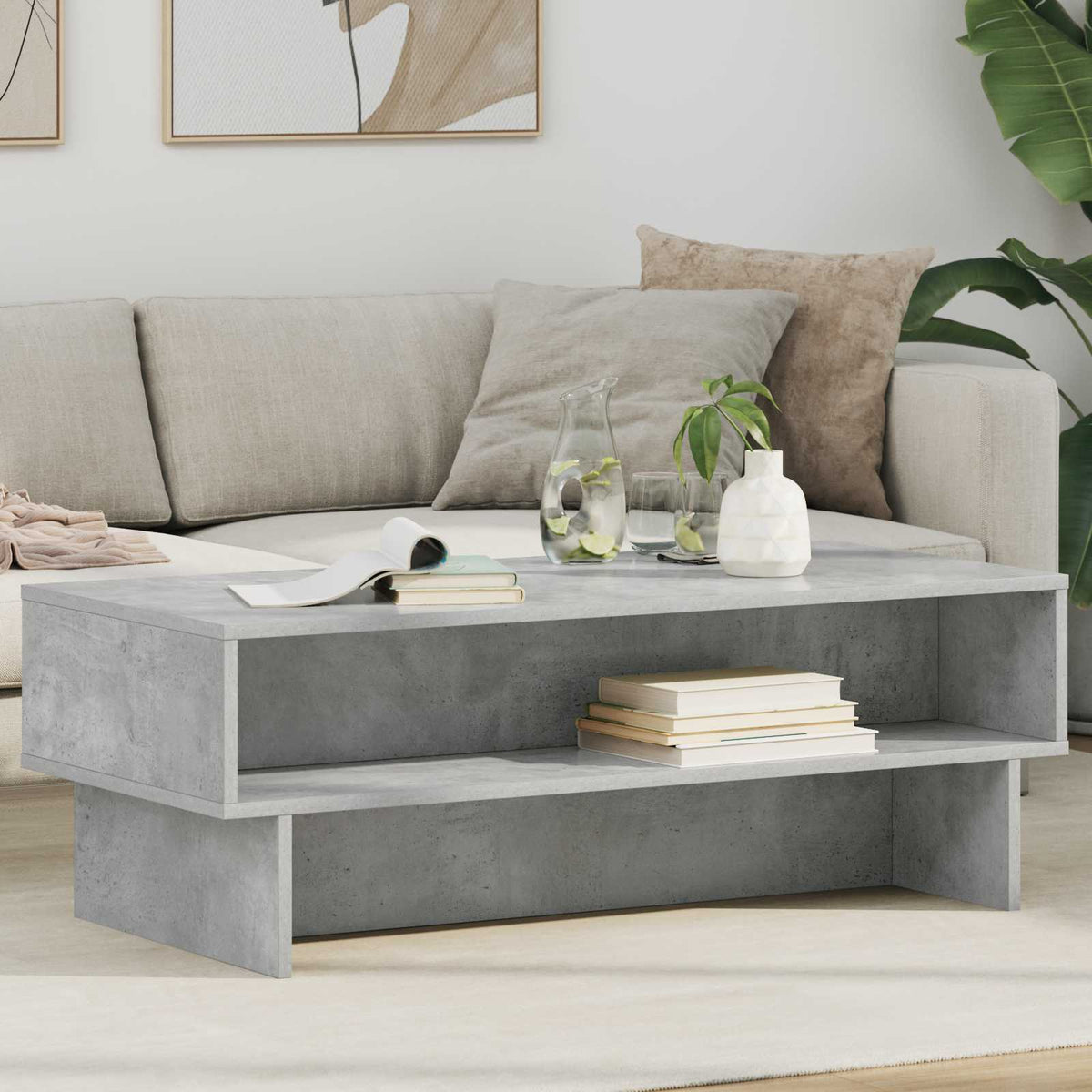 Couchtisch Betongrau 100 x 46 x 35 cm Holzwerkstoff