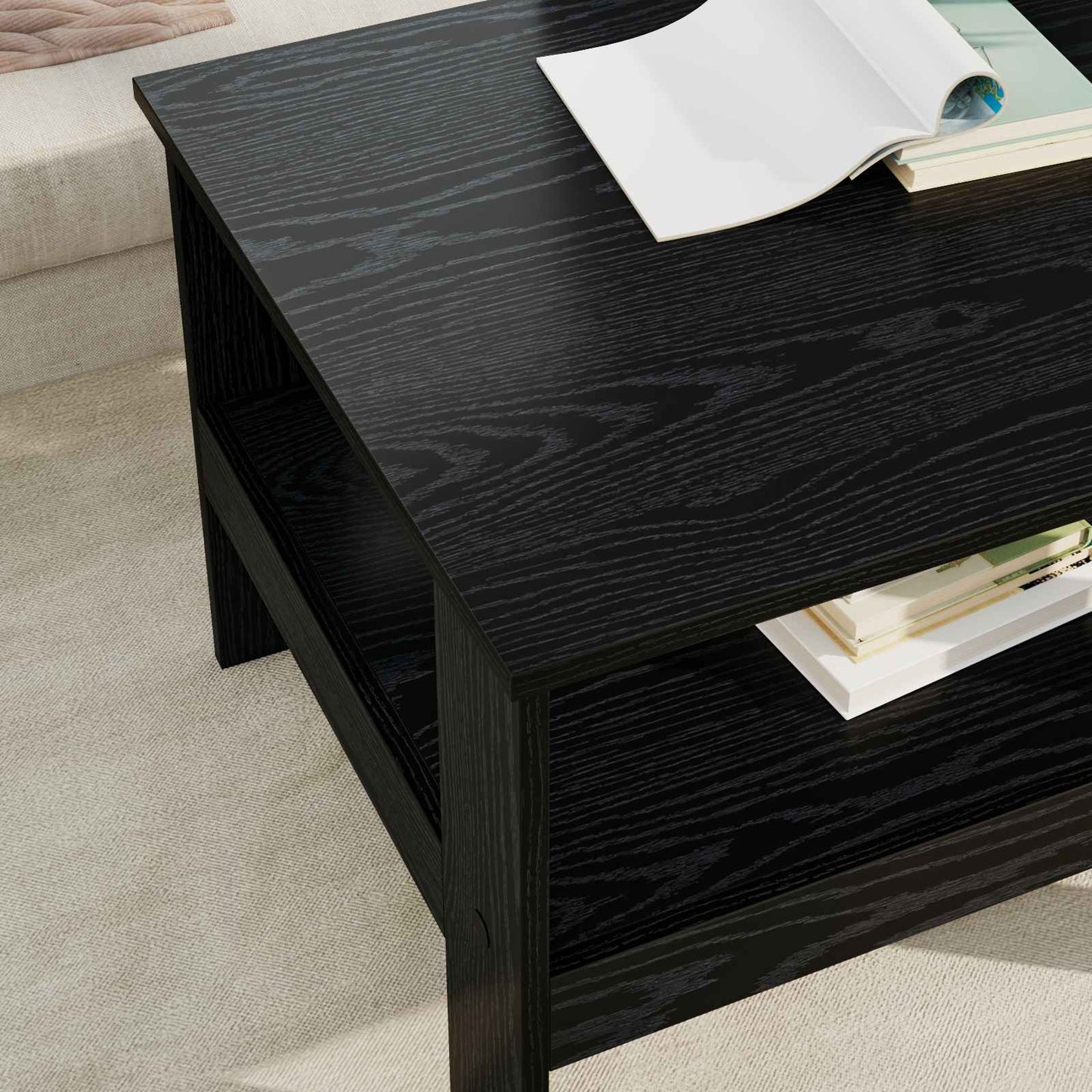 Couchtisch Schwarz Eichen-Optik 57 x 55 x 45 cm Holzwerkstoff