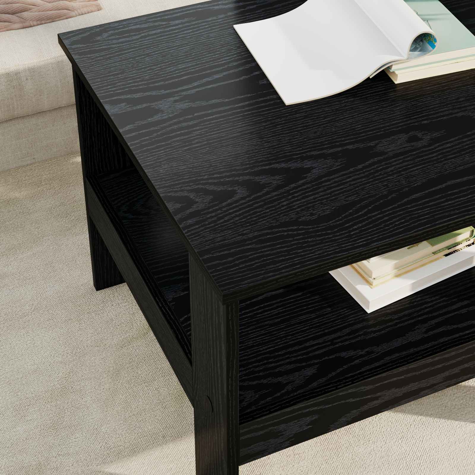 Couchtisch Schwarz Eichen-Optik 57 x 55 x 45 cm Holzwerkstoff