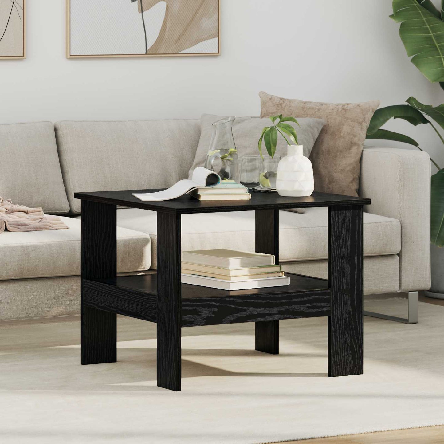 Couchtisch Schwarz Eichen-Optik 57 x 55 x 45 cm Holzwerkstoff