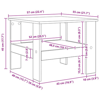 Couchtisch Schwarz Eichen-Optik 57 x 55 x 45 cm Holzwerkstoff