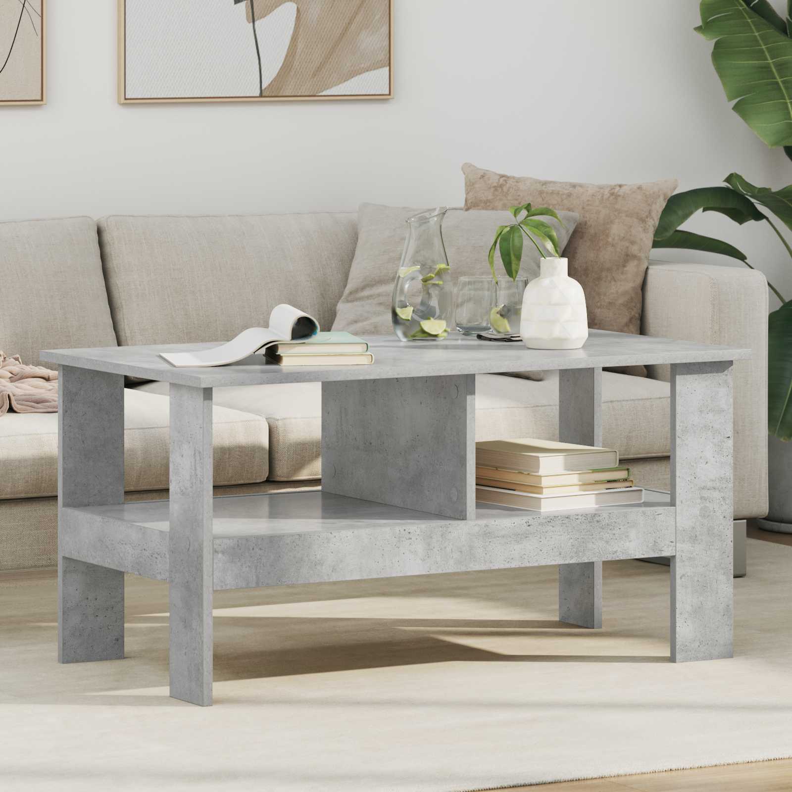 Couchtisch Beton Grau 90 x 50 x 45 cm Holzwerkstoff