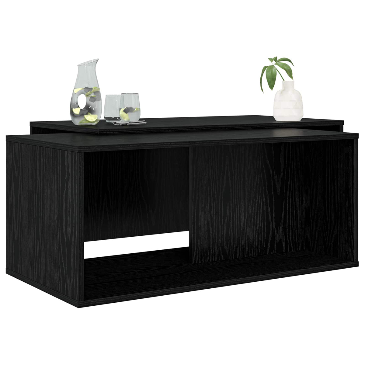 Kaffeetisch Set 2 stk. Schwarz Eichen-Optik 90 x 48 x 40 cm