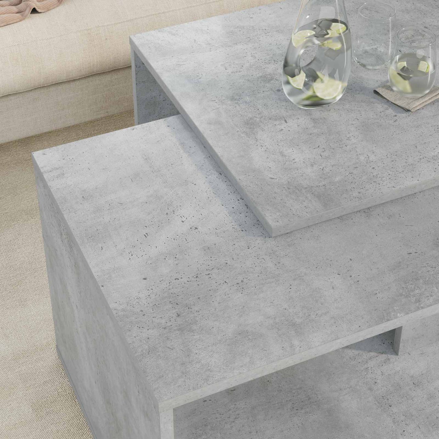 Kaffeetisch Set 2 stk. Betongrau 90 x 48 x 40 cm Holzwerkstoff