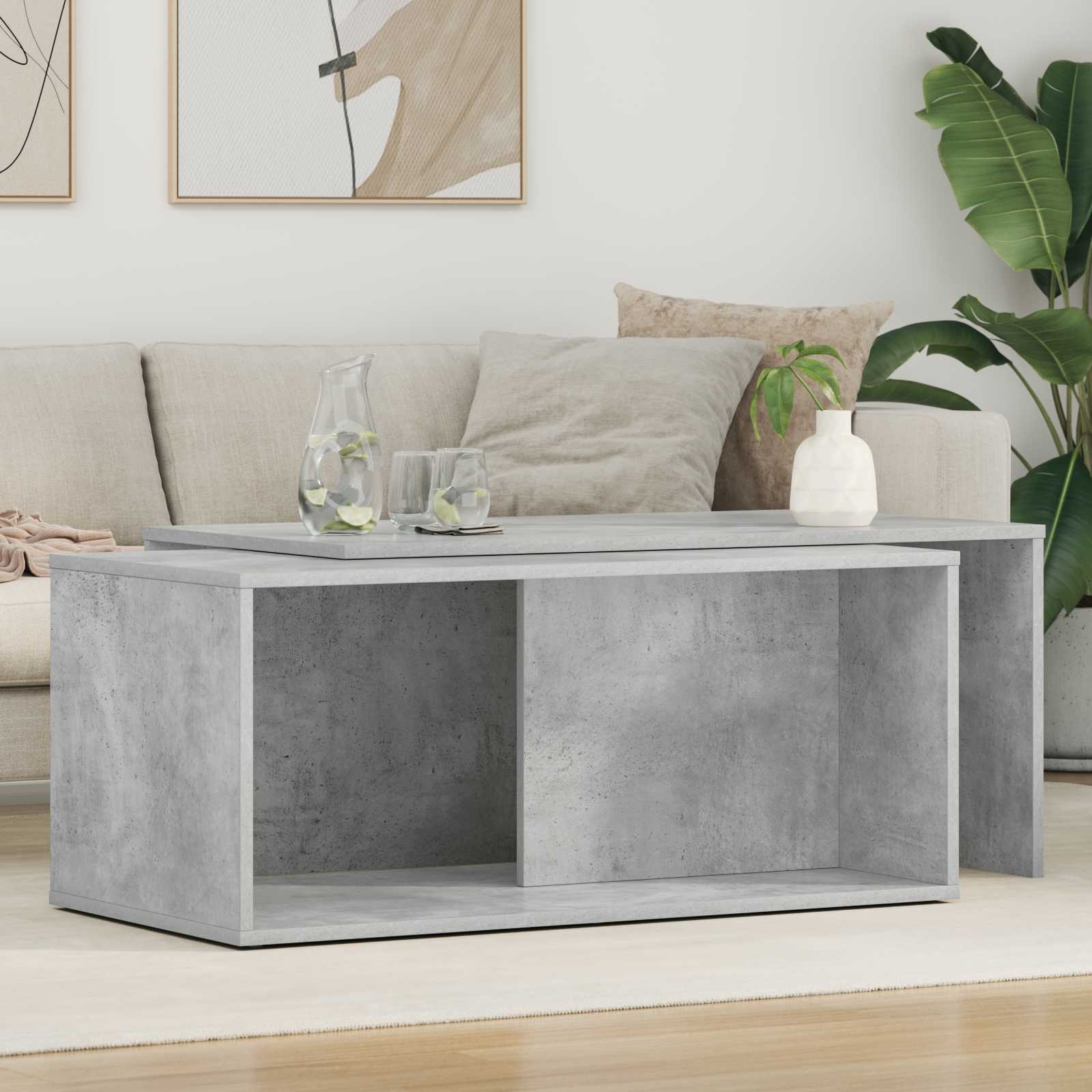 Kaffeetisch Set 2 stk. Betongrau 90 x 48 x 40 cm Holzwerkstoff