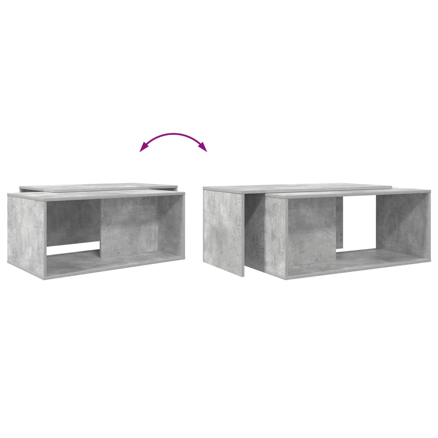 Kaffeetisch Set 2 stk. Betongrau 90 x 48 x 40 cm Holzwerkstoff