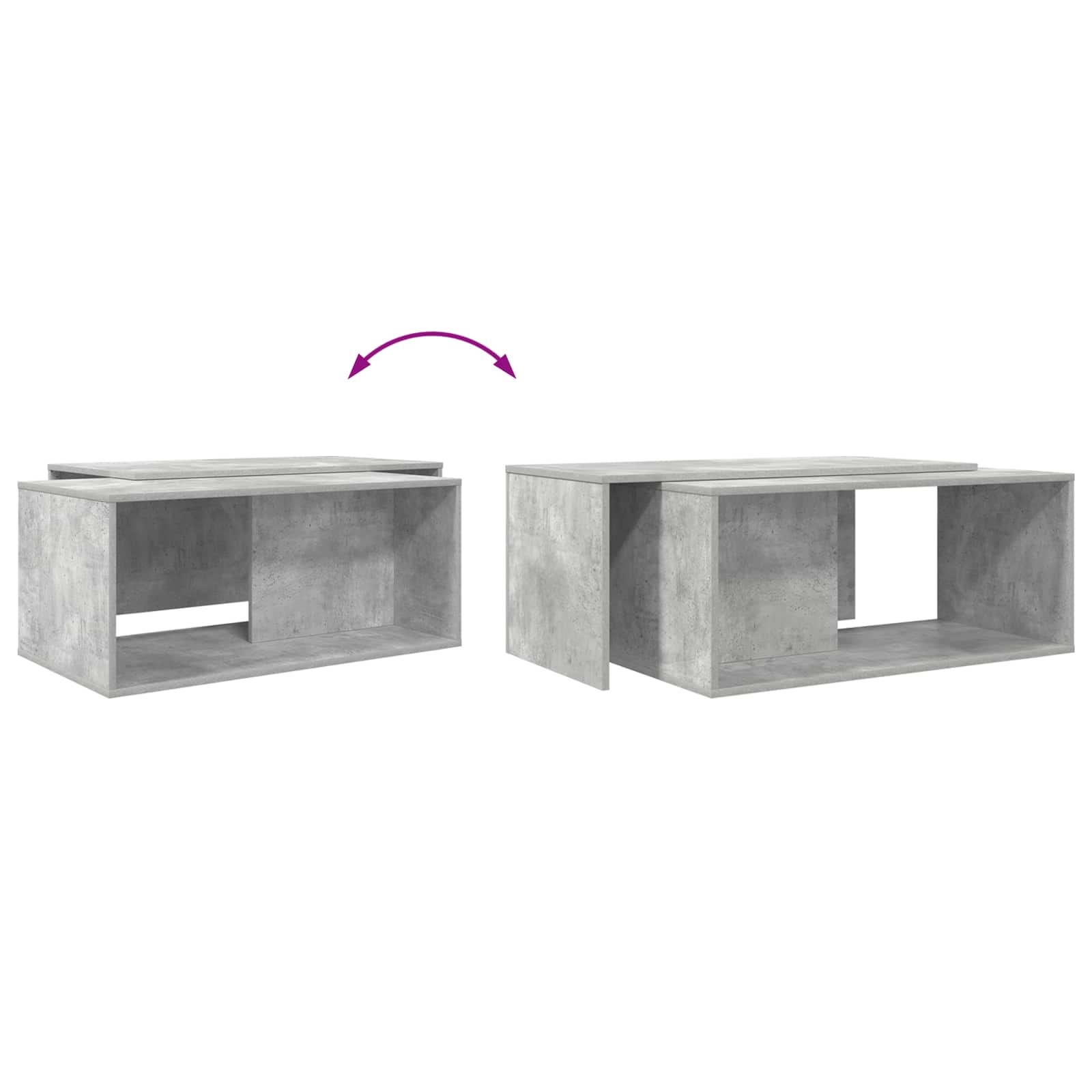 Kaffeetisch Set 2 stk. Betongrau 90 x 48 x 40 cm Holzwerkstoff