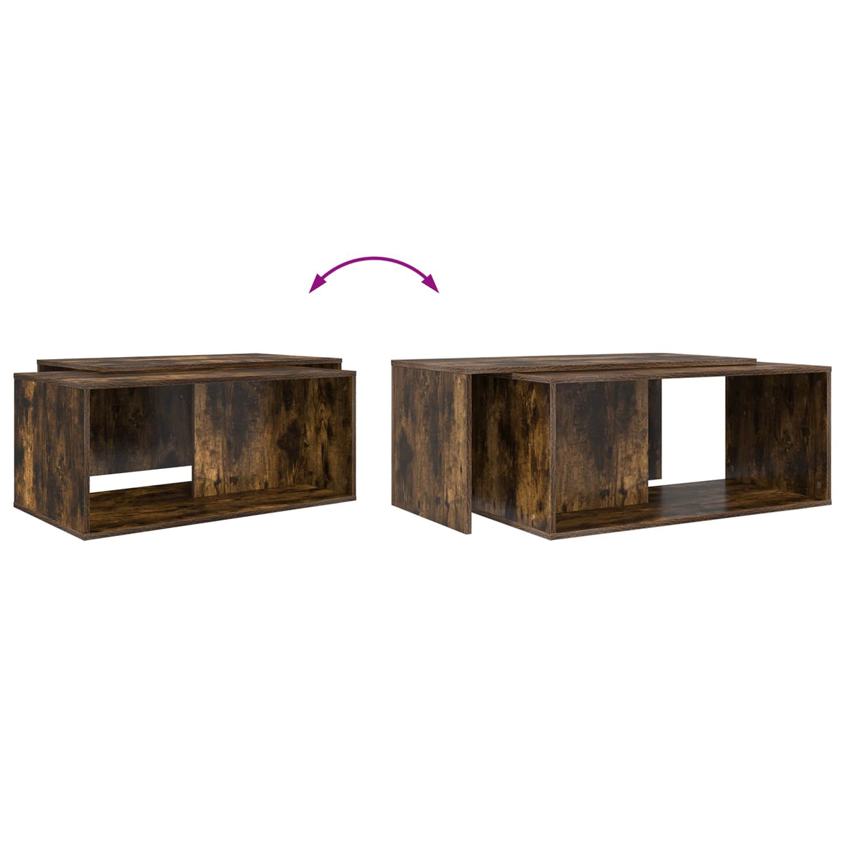 Kaffeetisch Set 2 stk. Räuchereiche 90 x 48 x 40 cm