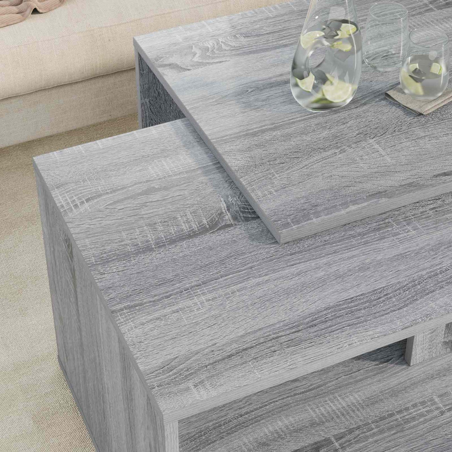 Kaffeetisch Set 2 stk. Sonoma-Grau 90 x 48 x 40 cm