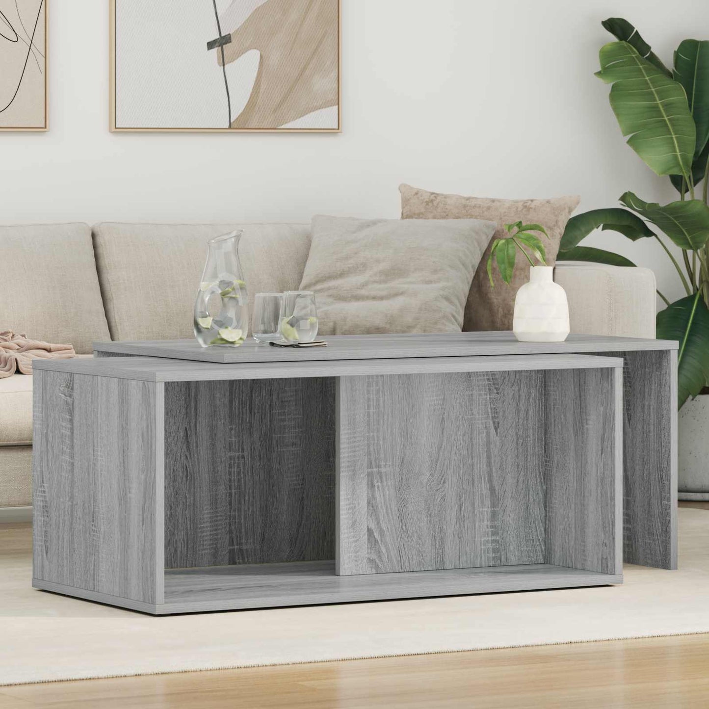 Kaffeetisch Set 2 stk. Sonoma-Grau 90 x 48 x 40 cm