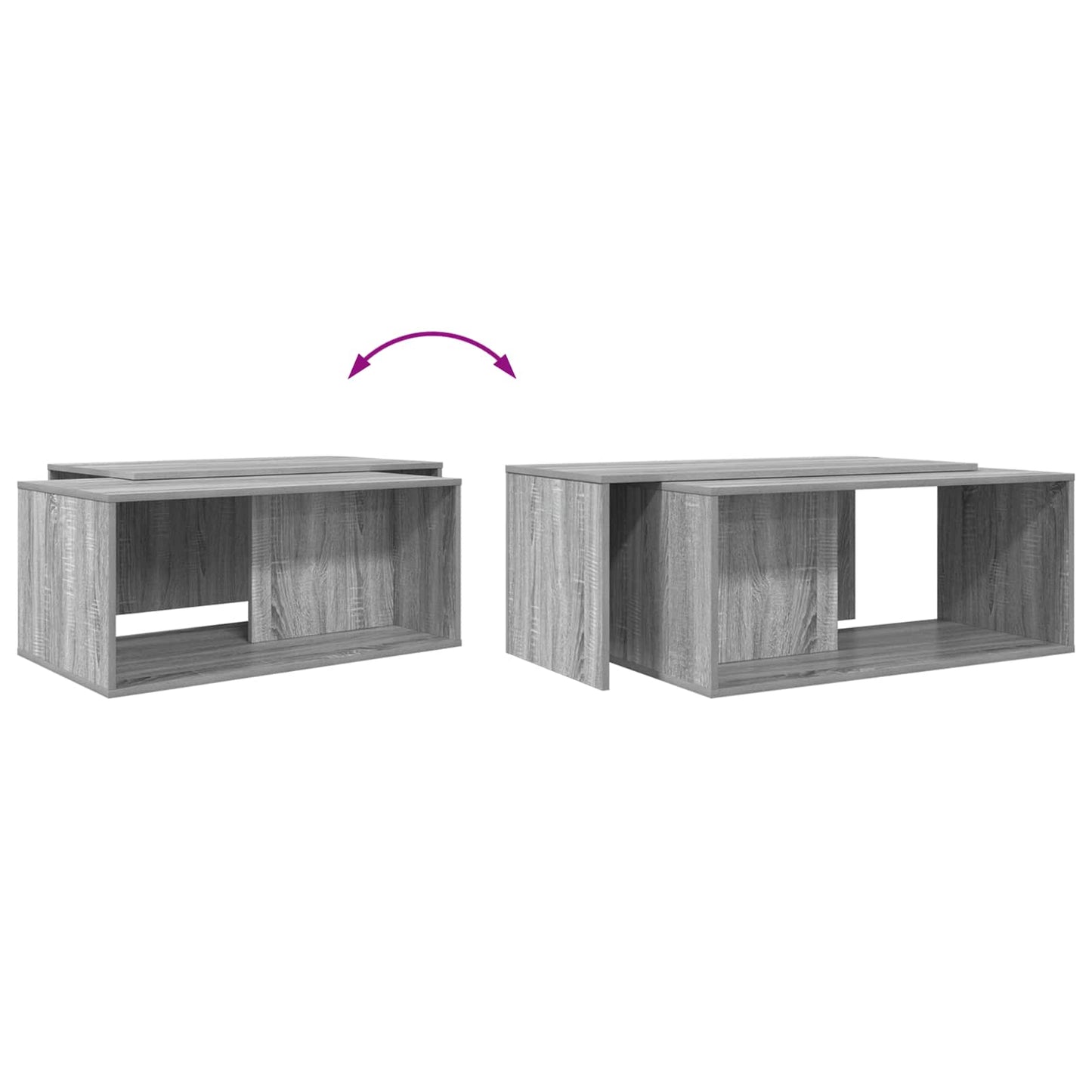 Kaffeetisch Set 2 stk. Sonoma-Grau 90 x 48 x 40 cm