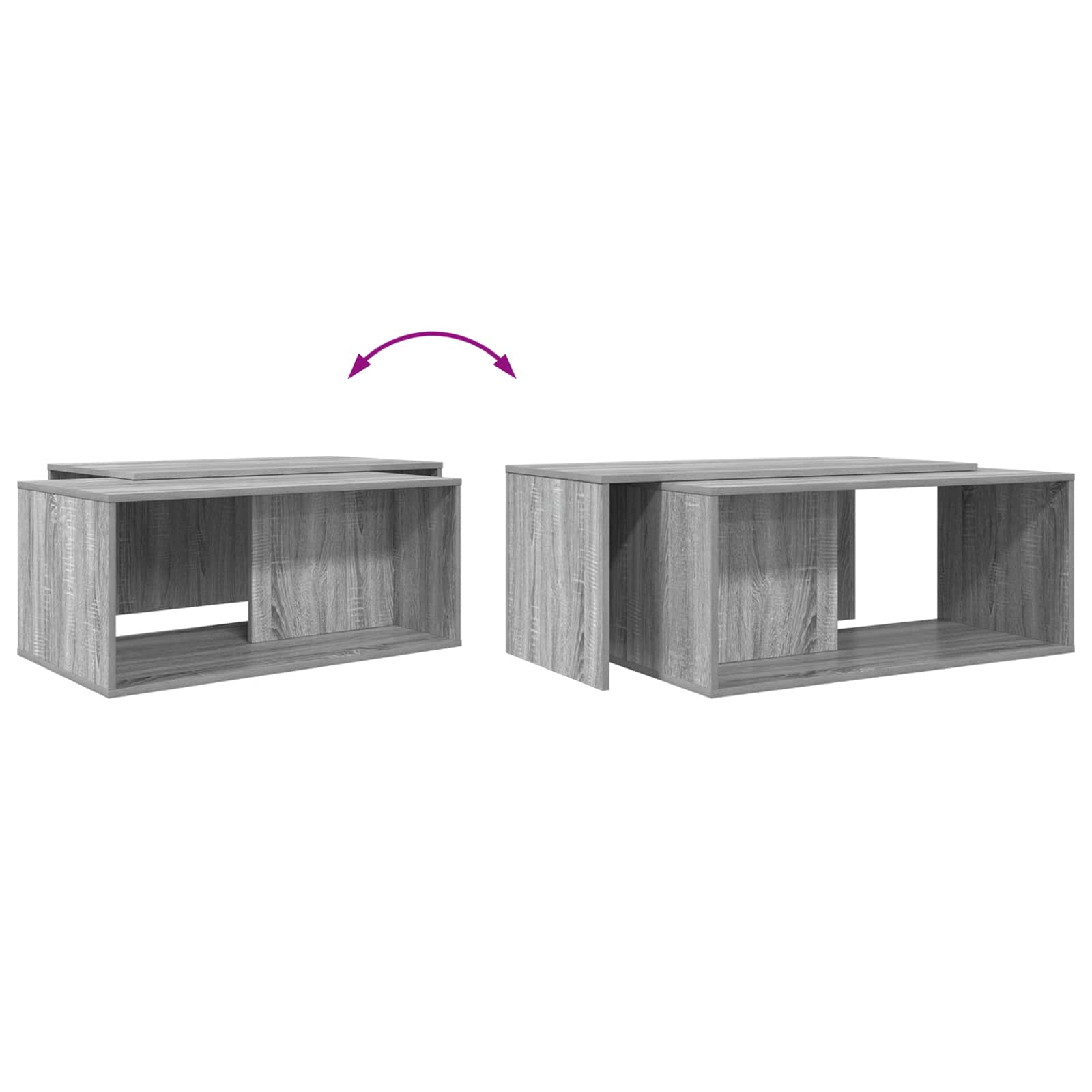 Kaffeetisch Set 2 stk. Sonoma-Grau 90 x 48 x 40 cm