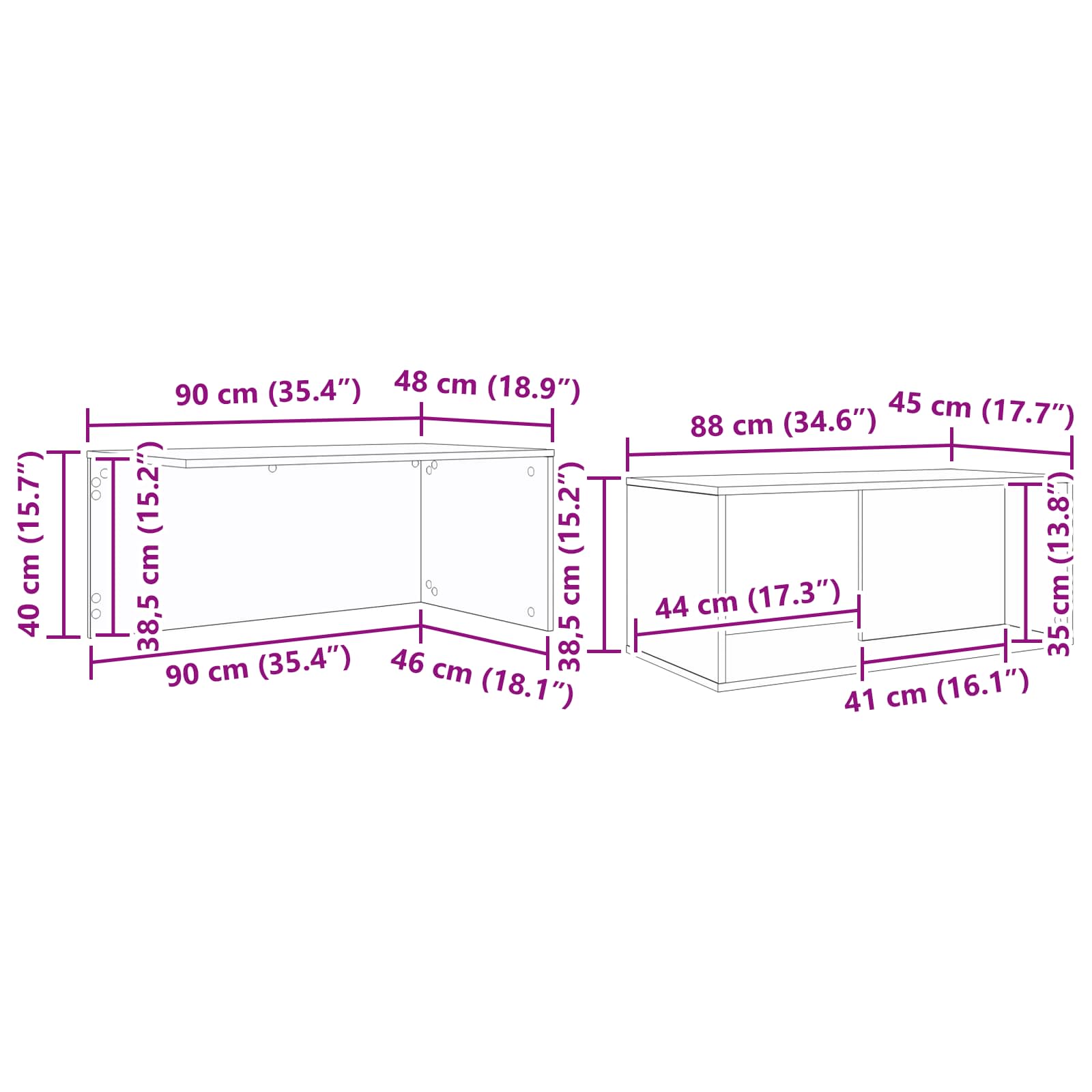 Kaffeetisch Set 2 stk. Sonoma-Grau 90 x 48 x 40 cm