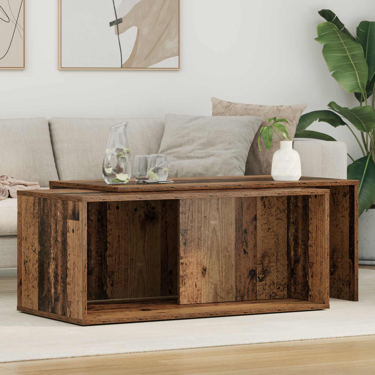 Kaffeetisch Set 2 stk. Altholz 90 x 48 x 40 cm Holzwerkstoff
