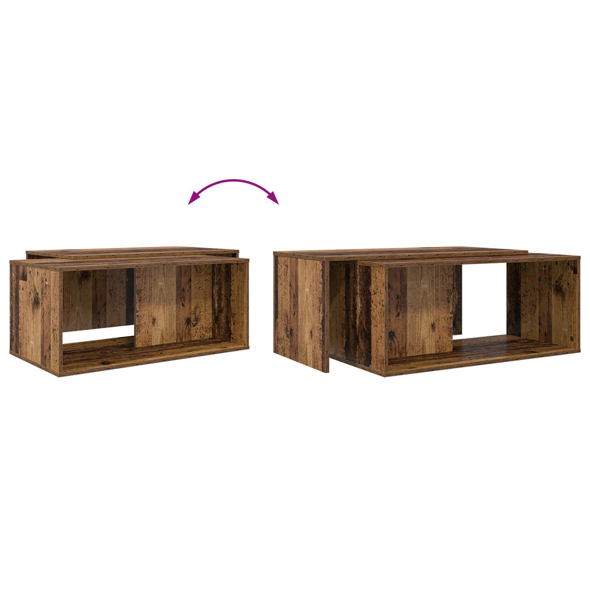 Kaffeetisch Set 2 stk. Altholz 90 x 48 x 40 cm Holzwerkstoff