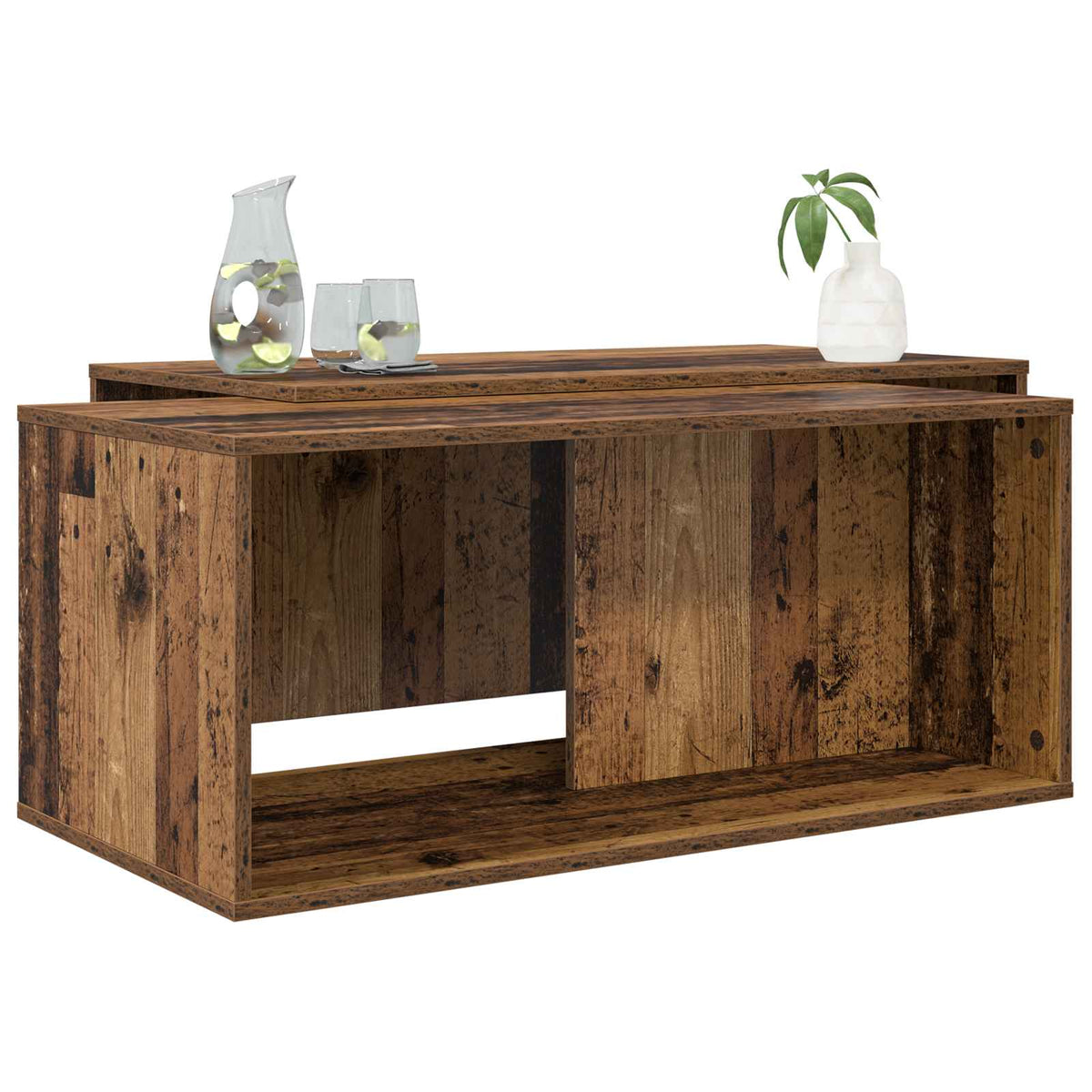 Kaffeetisch Set 2 stk. Altholz 90 x 48 x 40 cm Holzwerkstoff
