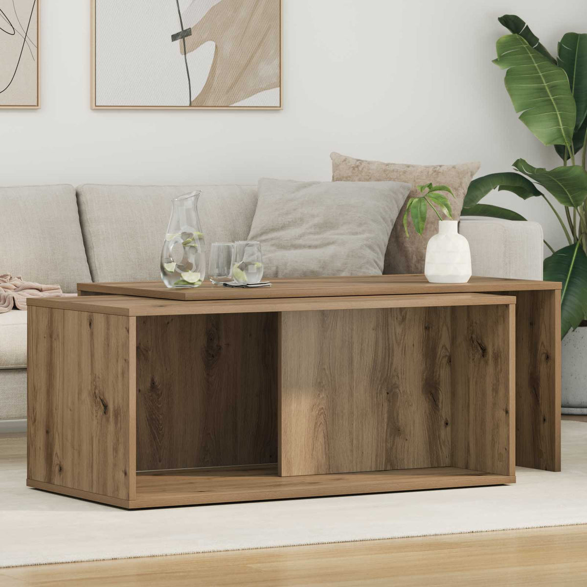 Kaffeetisch Set 2 stk. Artisan-Eiche 90 x 48 x 40 cm