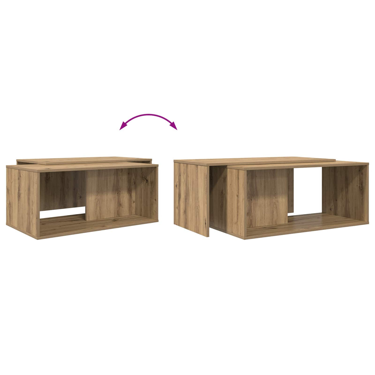 Kaffeetisch Set 2 stk. Artisan-Eiche 90 x 48 x 40 cm