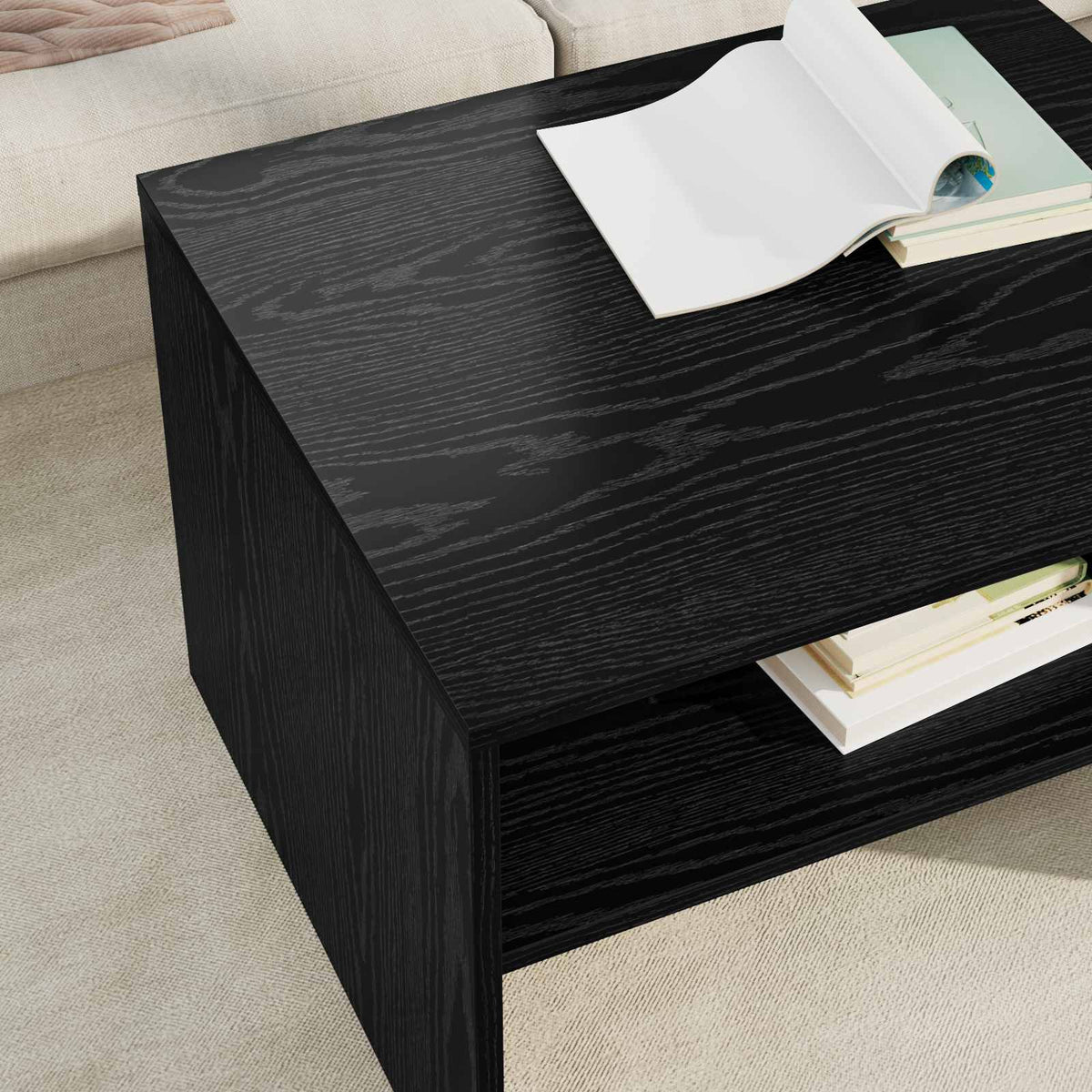 Couchtisch Schwarz Eichen-Optik 60 x 50 x 40 cm Holzwerkstoff