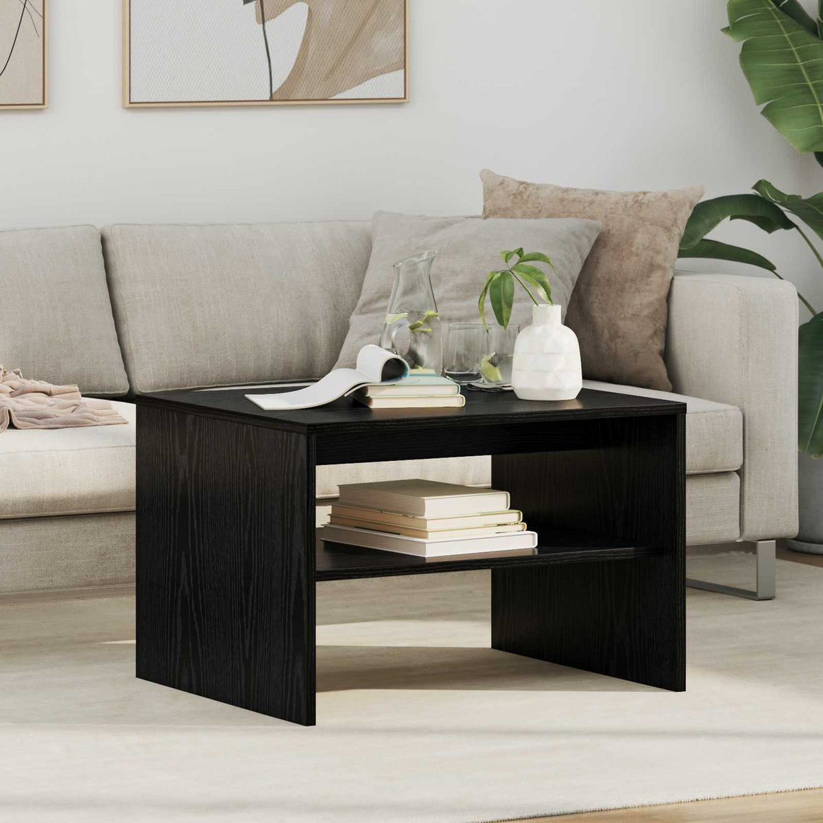 Couchtisch Schwarz Eichen-Optik 60 x 50 x 40 cm Holzwerkstoff