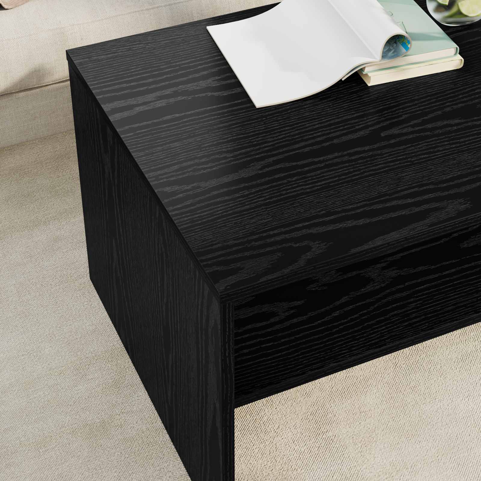 Couchtisch Schwarz Eichen-Optik 80 x 50 x 40 cm Holzwerkstoff