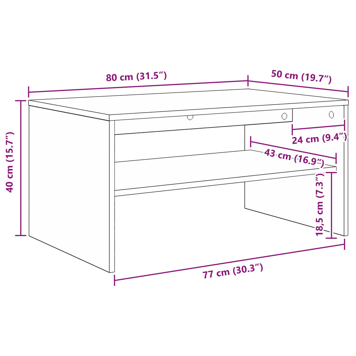 Couchtisch Sonoma-Eiche 80 x 50 x 40 cm Holzwerkstoff