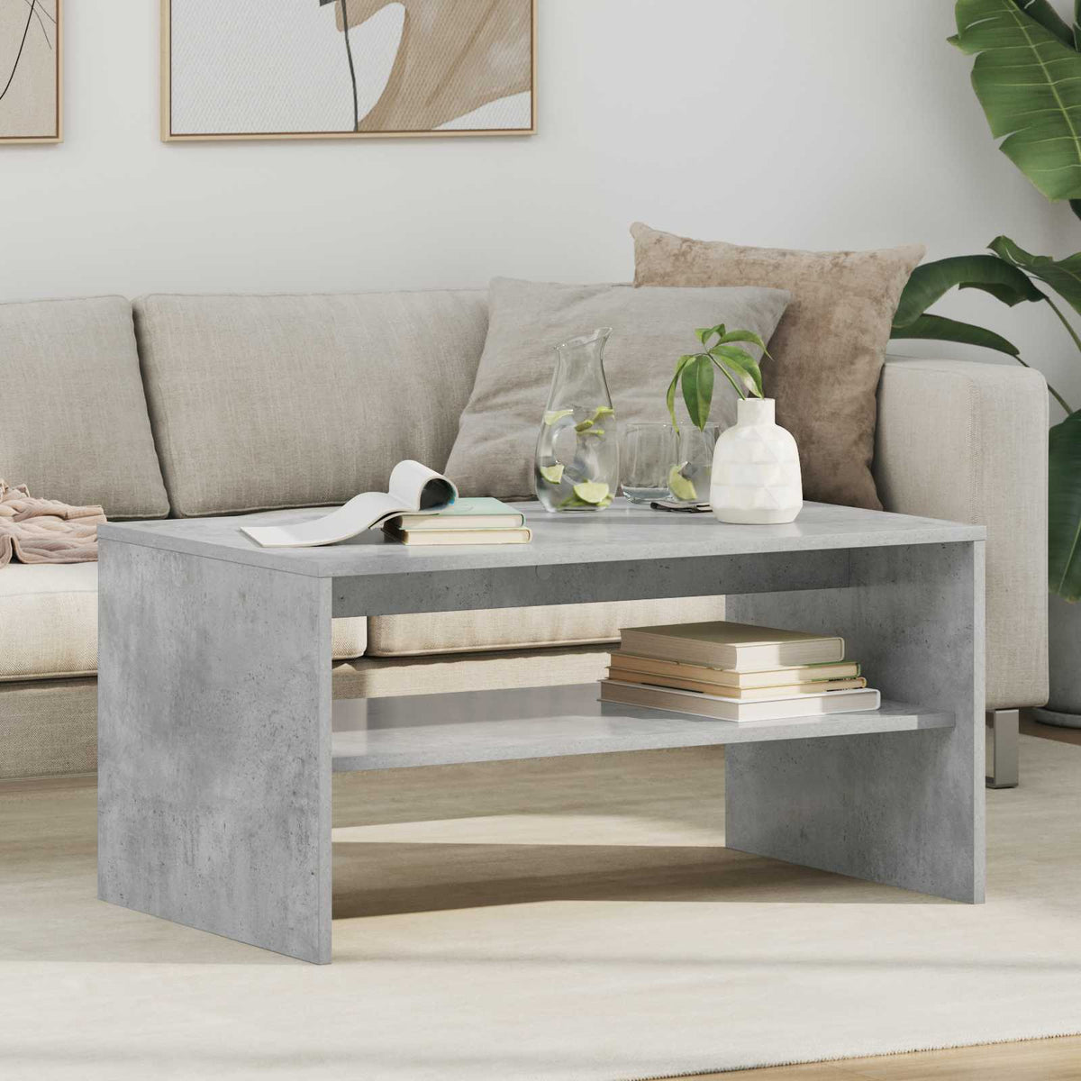 Couchtisch Betongrau 80 x 50 x 40 cm Holzwerkstoff