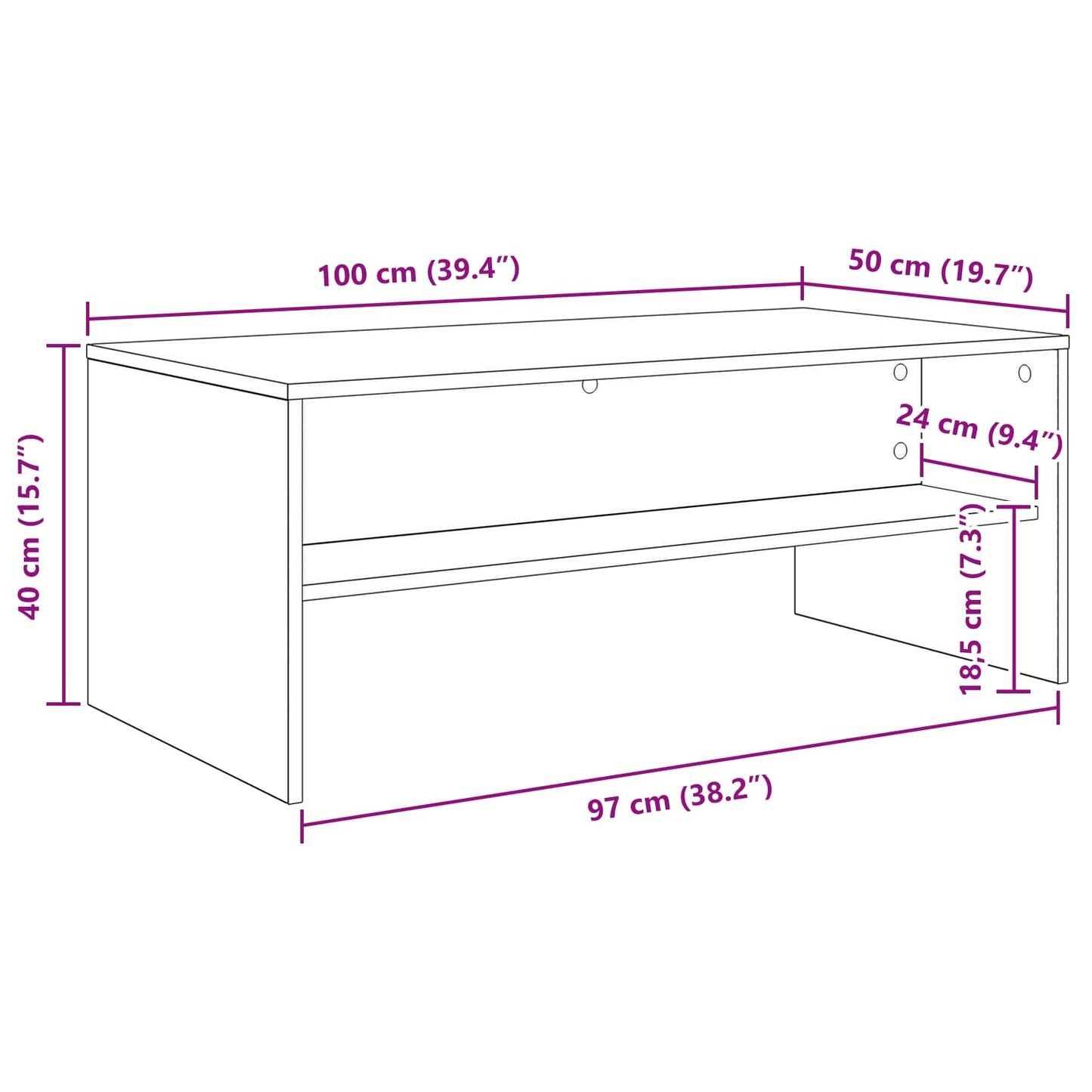 Couchtisch Weiß 100 x 50 x 40 cm Holzwerkstoff