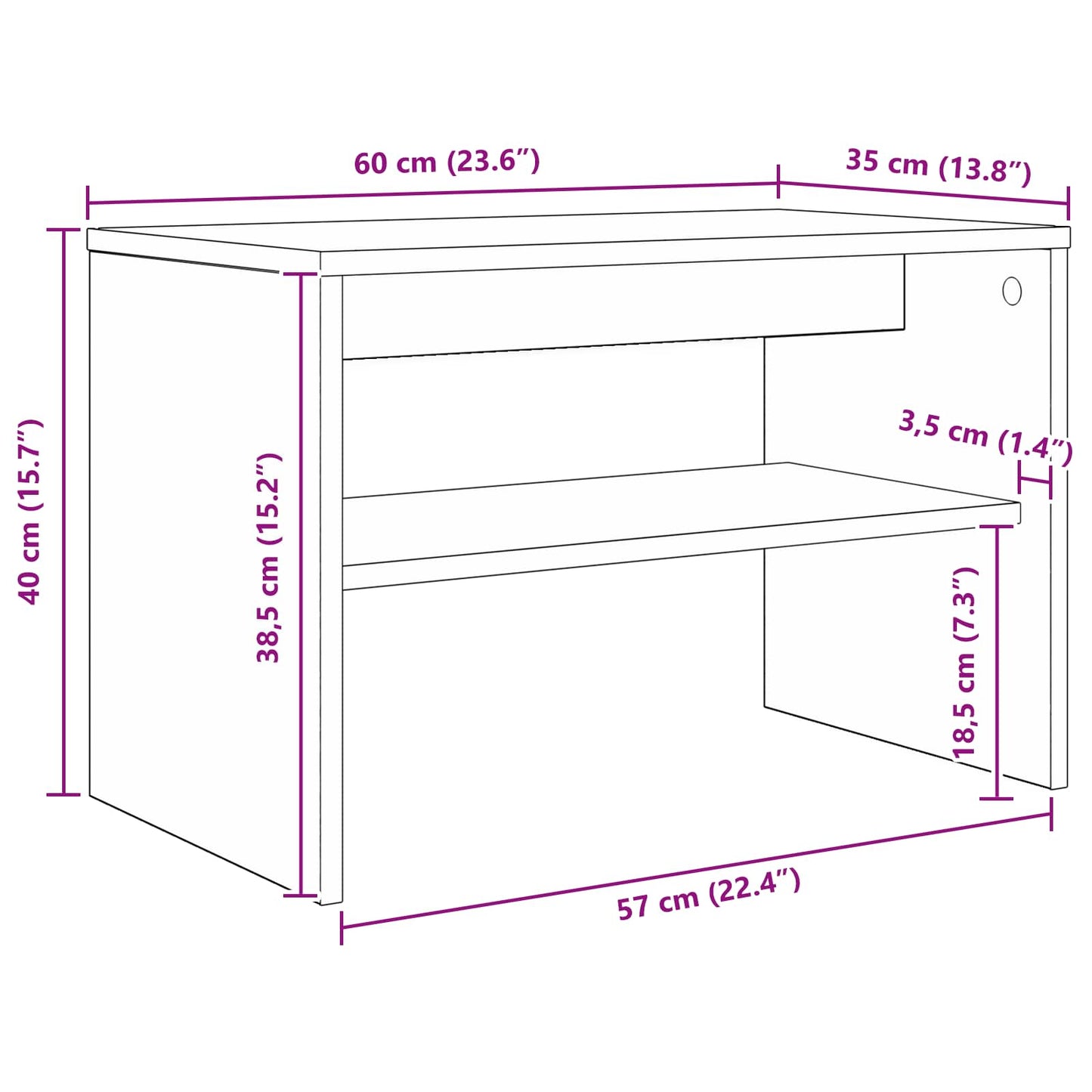 TV-Schränk 60 x 35 x 40 cm Geräucherte Eiche Holzwerkstoff