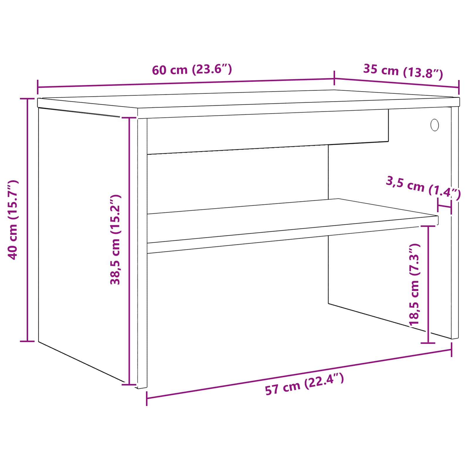 TV-Schränk 60 x 35 x 40 cm Geräucherte Eiche Holzwerkstoff