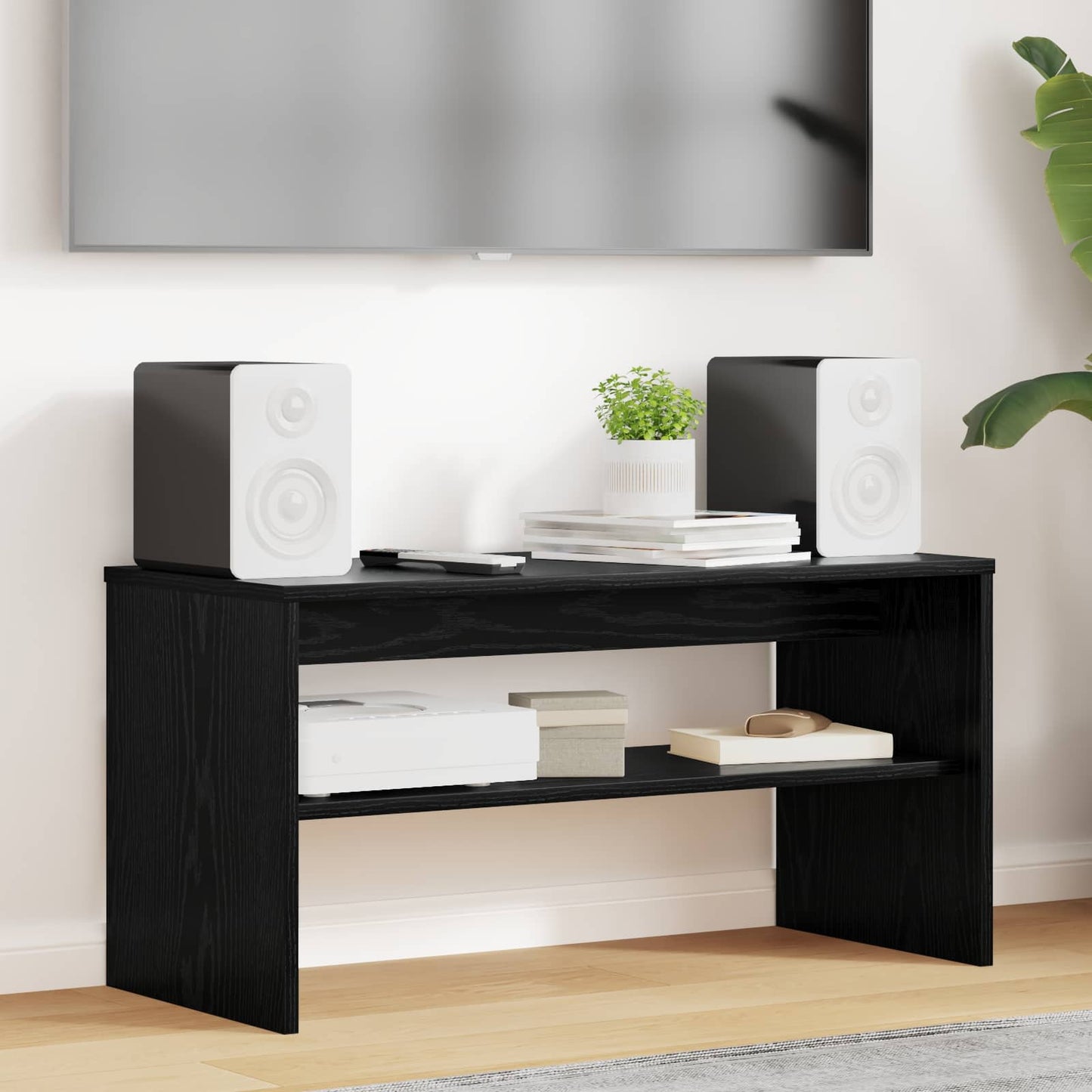 TV-Schränk 80 x 35 x 40 cm Schwarz Eichen-Optik Holzwerkstoff