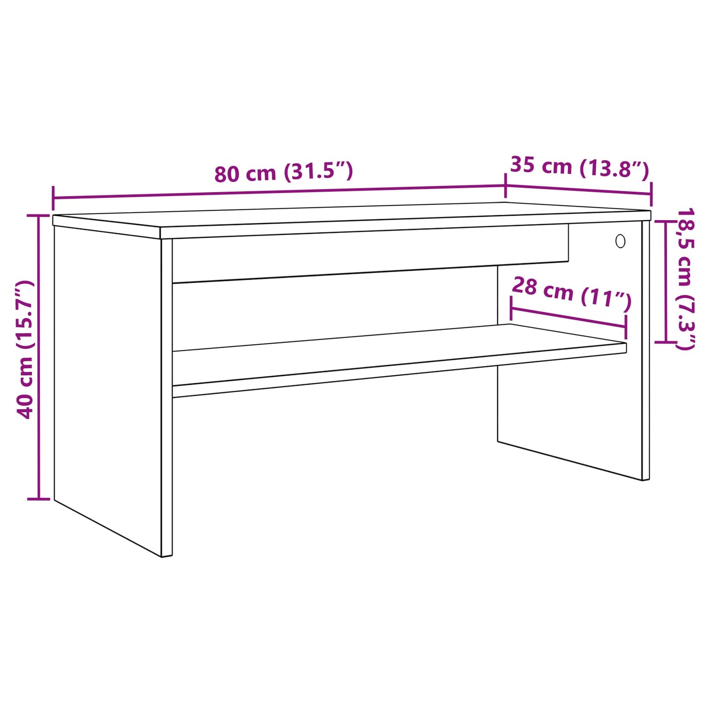 TV-Schränk 80 x 35 x 40 cm Sonoma-Eiche Holzwerkstoff