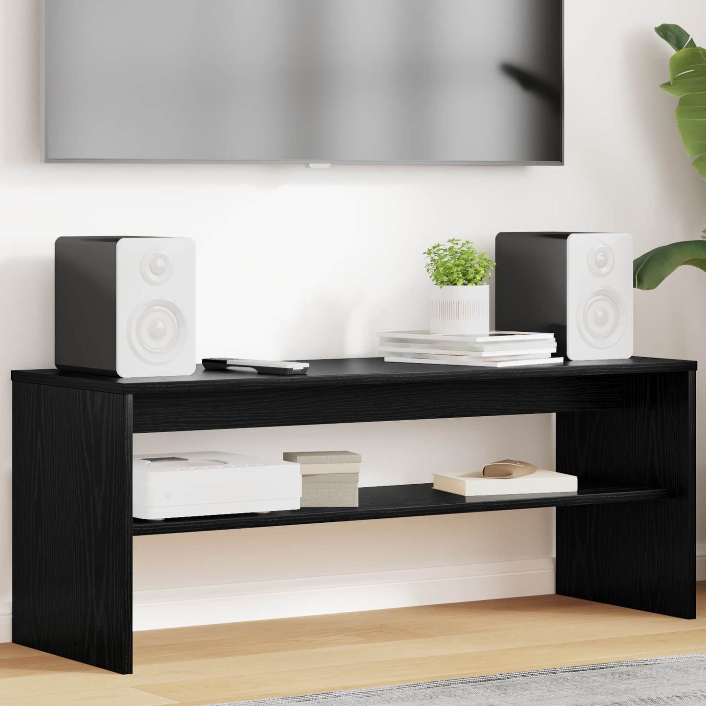 TV-Schränk 100 x 35 x 40 cm Schwarz Eichen-Optik Holzwerkstoff