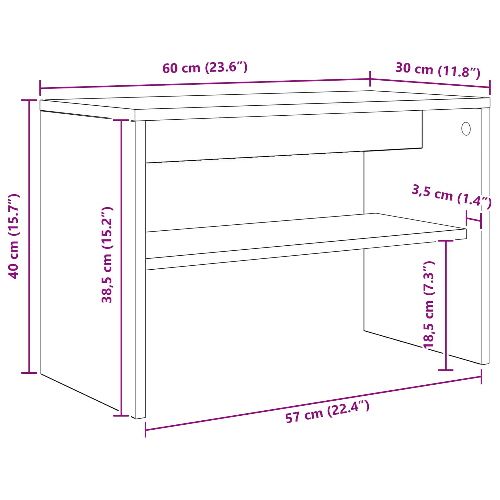 TV-Schränk 60 x 30 x 40 cm Geräucherte Eiche Holzwerkstoff