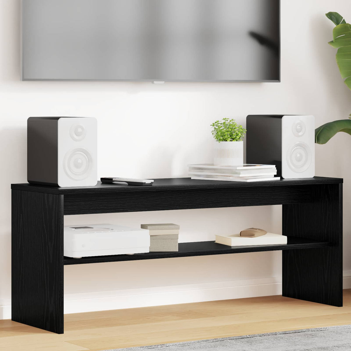 TV-Schränk 100 x 30 x 40 cm Schwarz Eichen-Optik Holzwerkstoff