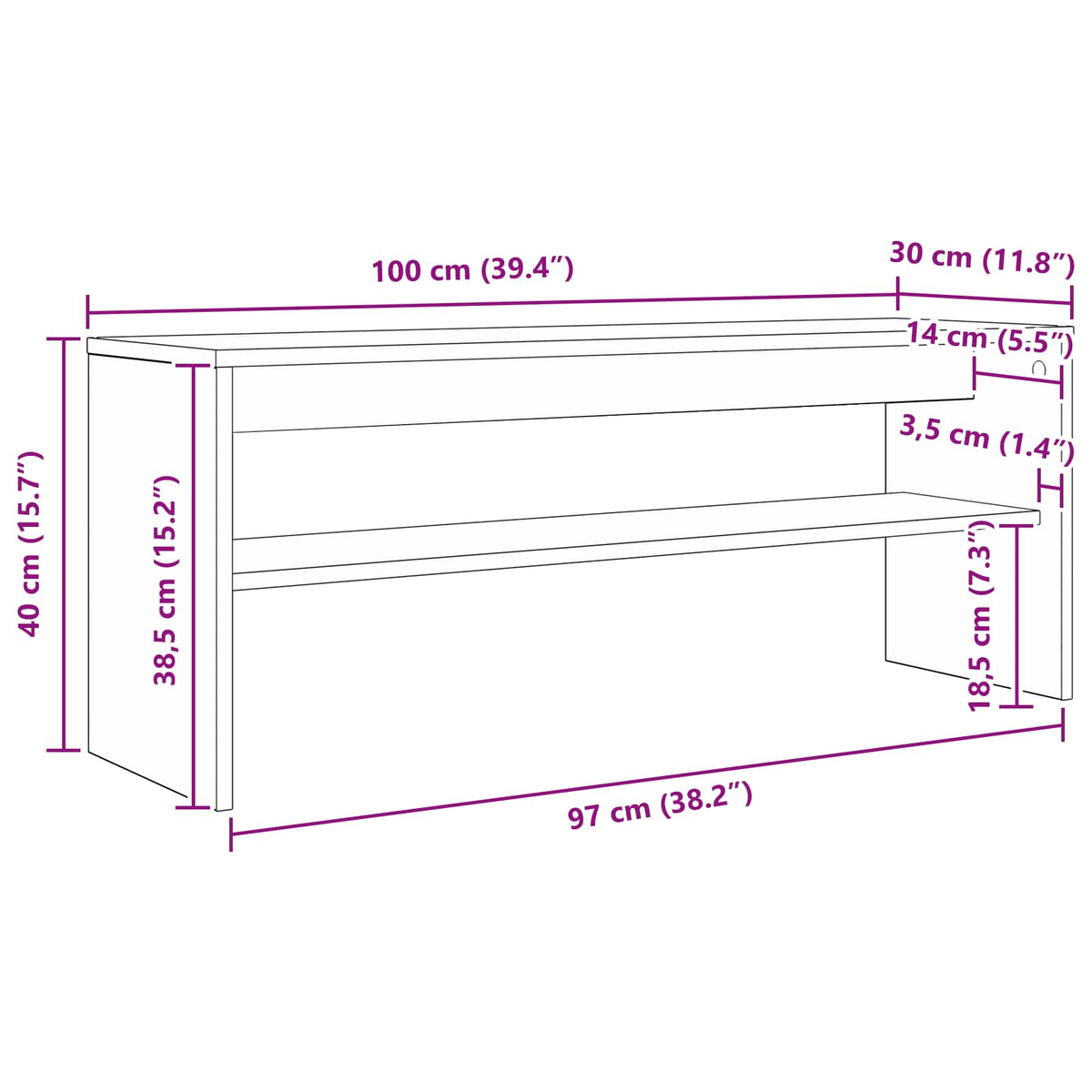 TV-Schränk 100 x 30 x 40 cm Beton Grau Holzwerkstoff