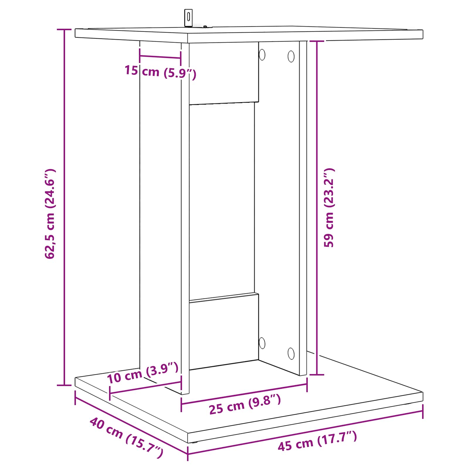 Beistelltisch Sonoma-Eiche 45 x 40 x 62,5 cm Holzwerkstoff