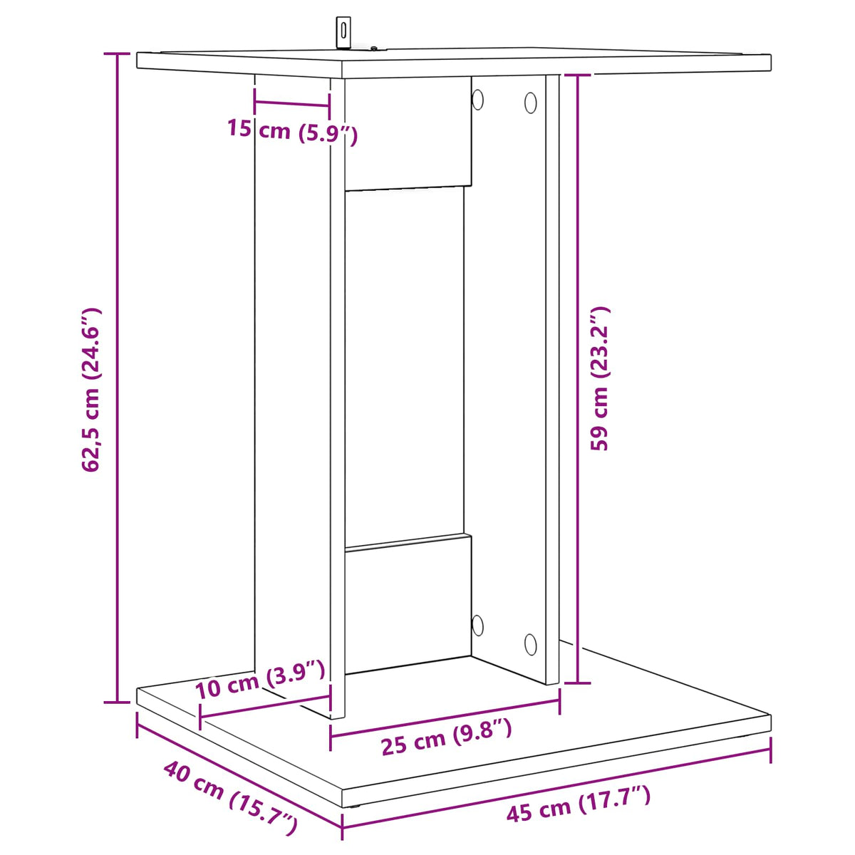 Beistelltisch Sonoma-Grau 45 x 40 x 62,5 cm Holzwerkstoff