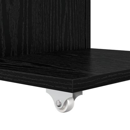 Beistelltisch Mit Rad Schwarz Eichen-Optik 40 x 35 x 60 cm