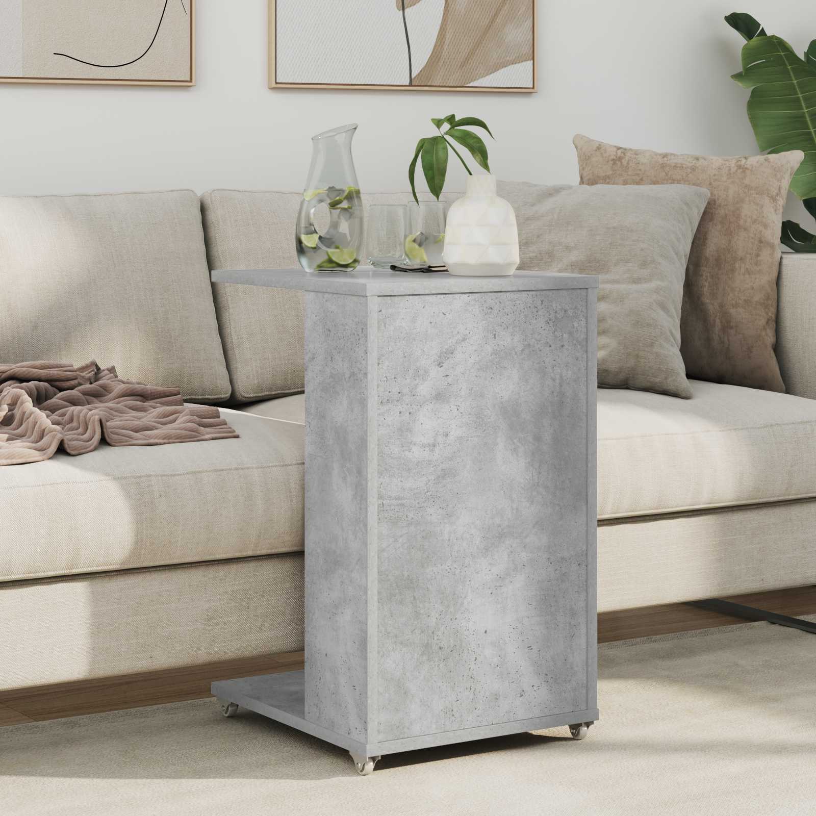 Beistelltisch Mit Rad Betongrau 40 x 35 x 60 cm Holzwerkstoff