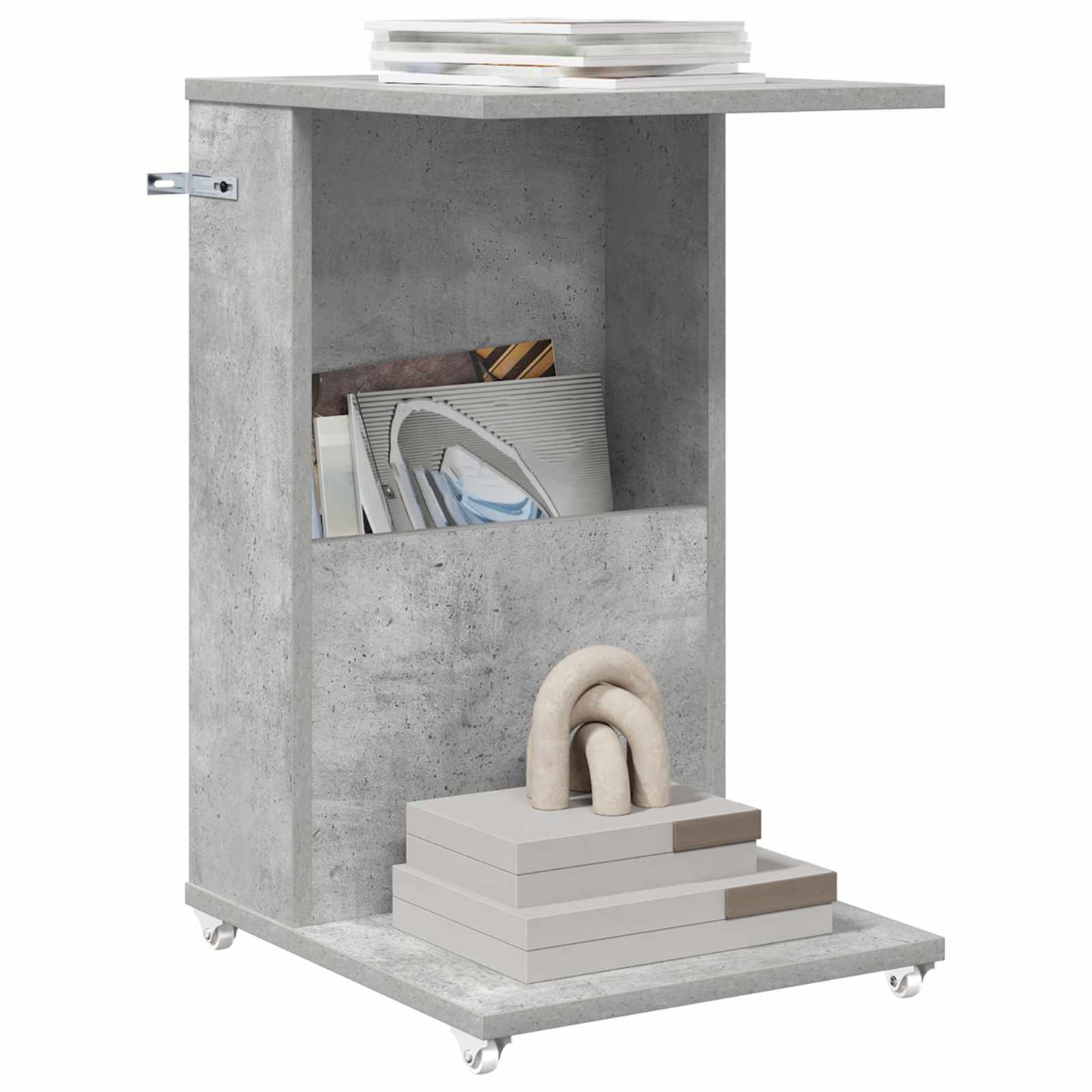 Beistelltisch Mit Rad Betongrau 40 x 35 x 60 cm Holzwerkstoff