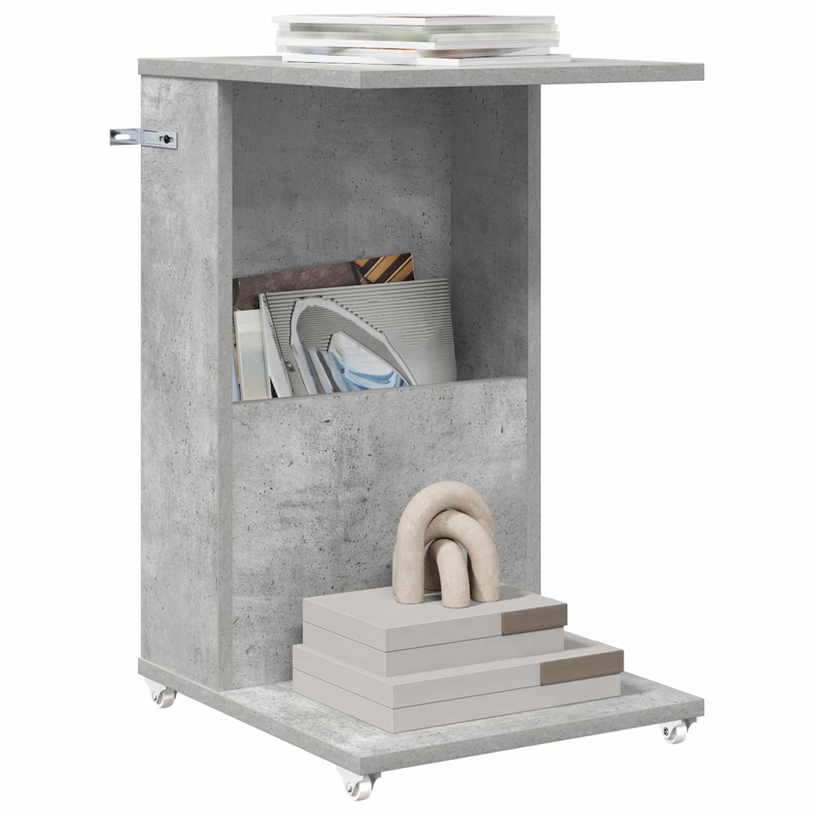 Beistelltisch Mit Rad Betongrau 40 x 35 x 60 cm Holzwerkstoff