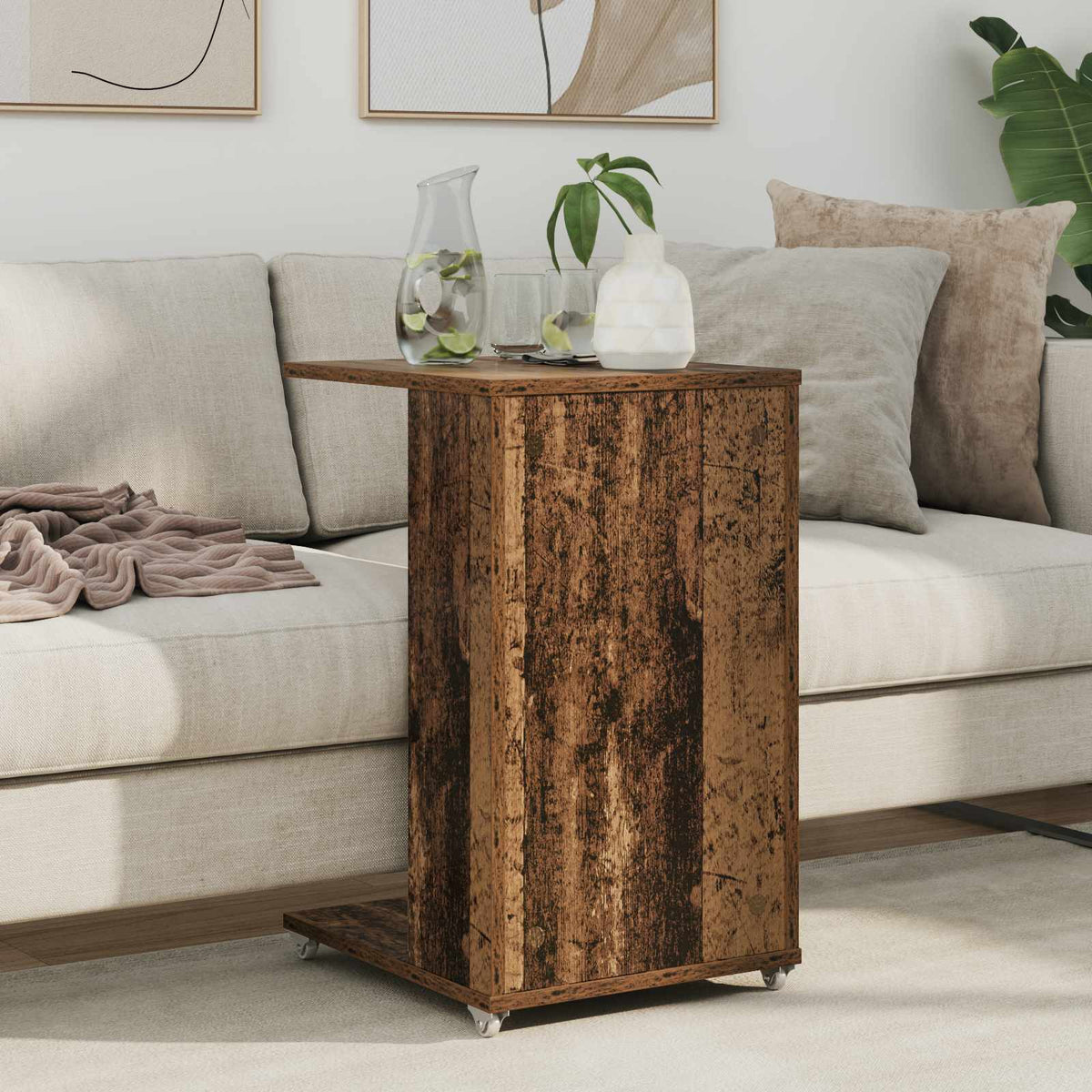 Beistelltisch Mit Rad Altholz 40 x 35 x 60 cm Holzwerkstoff