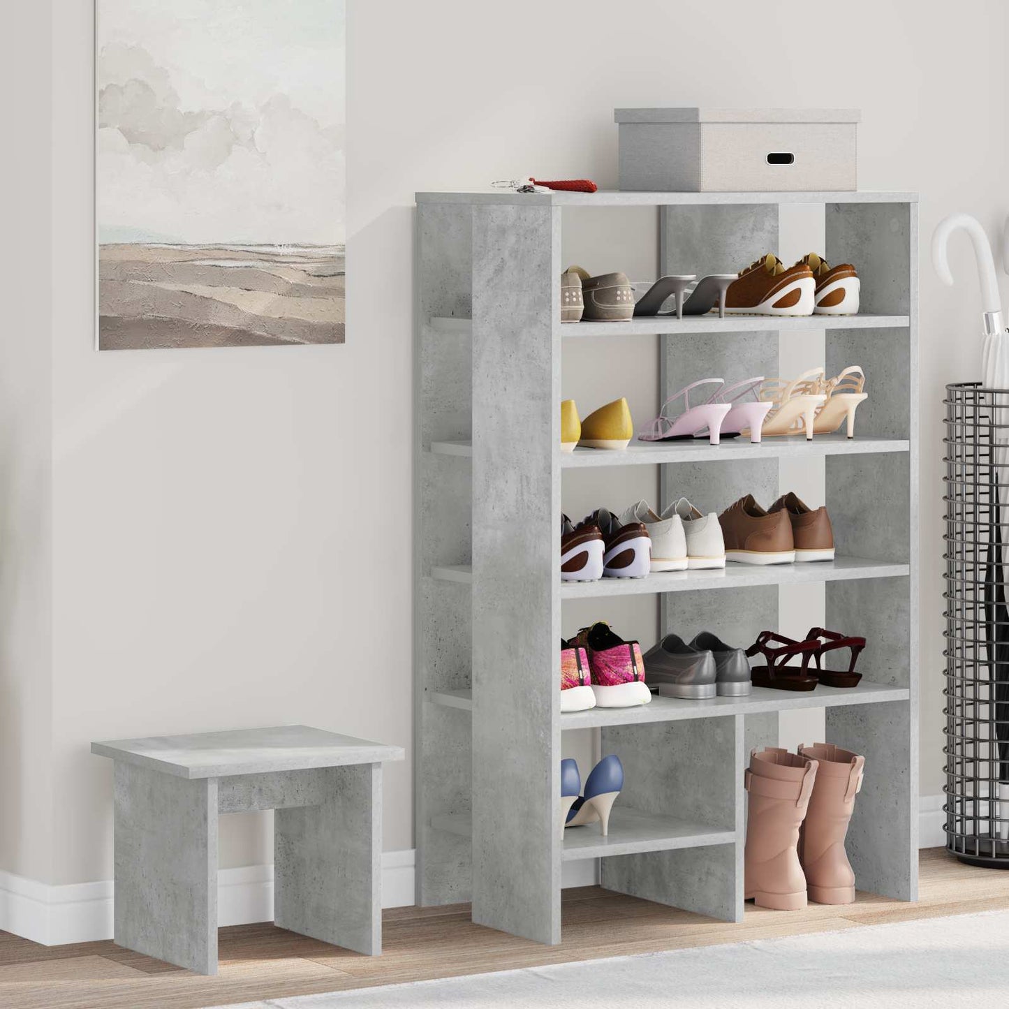Schuhschrank 2 stk. 62 x 35 x 100 cm Holzwerkstoff Betongrau