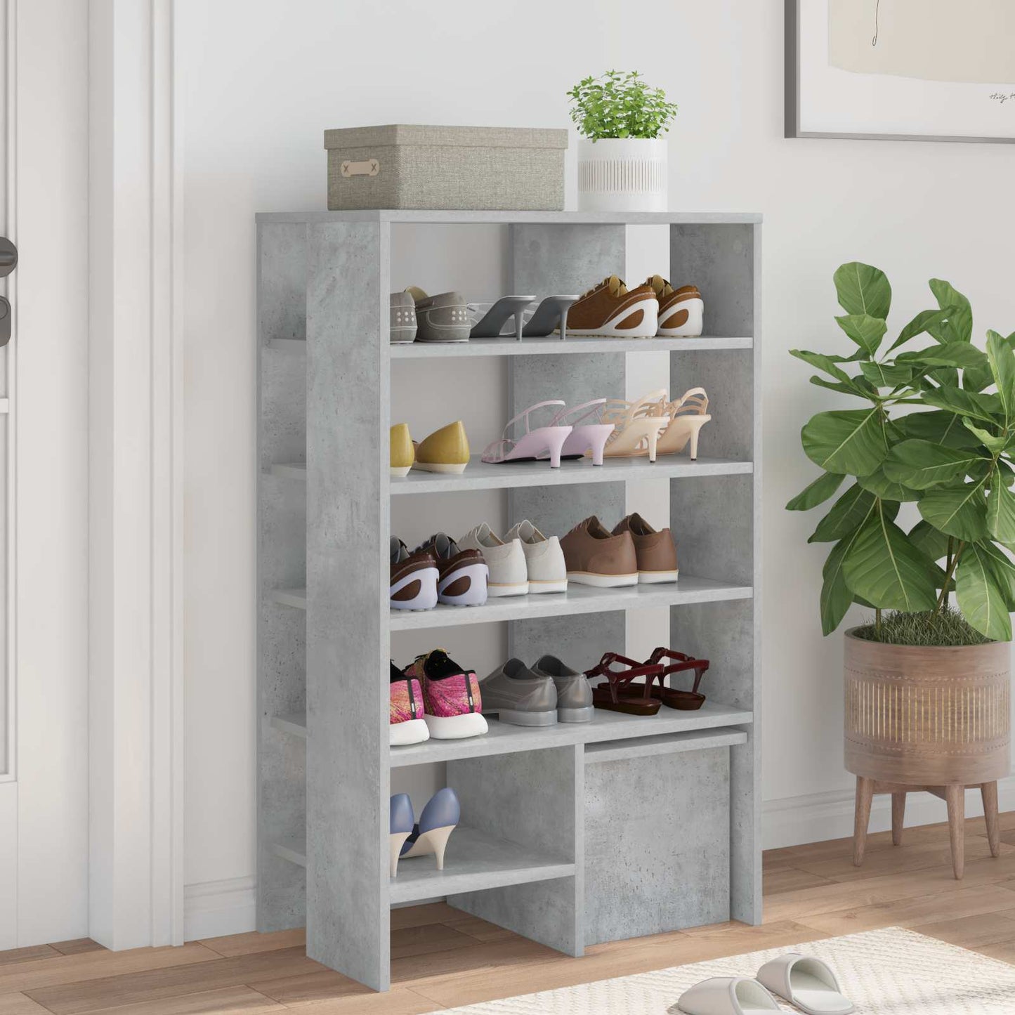 Schuhschrank 2 stk. 62 x 35 x 100 cm Holzwerkstoff Betongrau